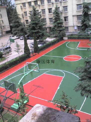 篮球场标准尺寸图 标准篮球场建造翻新 篮球场地面铺装图片