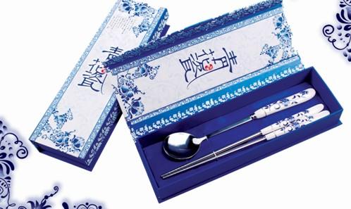 供应供应青花瓷套装  不锈钢勺筷餐具