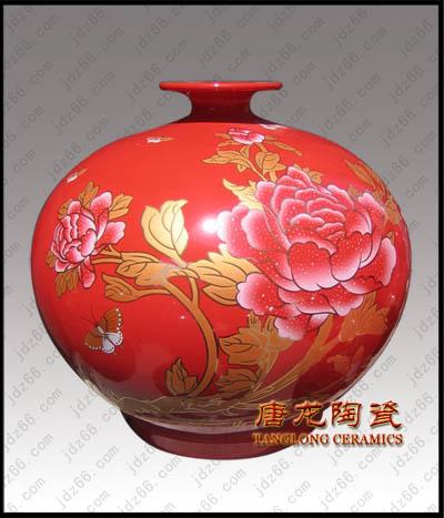 景德镇中国红瓷器供应景德镇中国红瓷器 中国红陶瓷大花瓶 中国红装饰品 工艺品定做