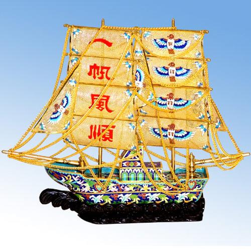 供应景泰蓝帆船一帆风顺船40CM出国礼品商务礼品公司开业庆典礼品图片