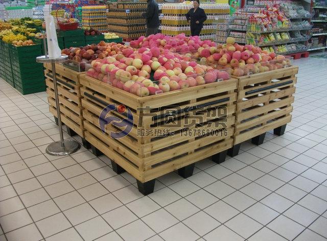 超市水果架木制生鲜展示架果蔬堆批发