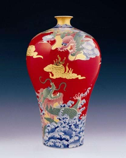 吉林红官窑，吉林红官窑茶杯，吉林红官窑花瓶，吉林红官窑艺术花瓶，