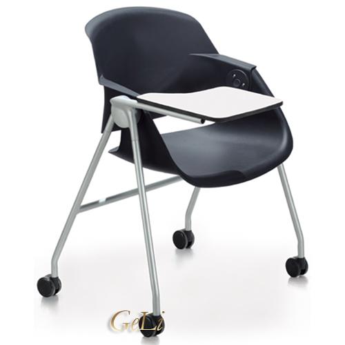 供应塑料培训椅带滑轮写字板可旋转，多功能椅，带写字板培训椅