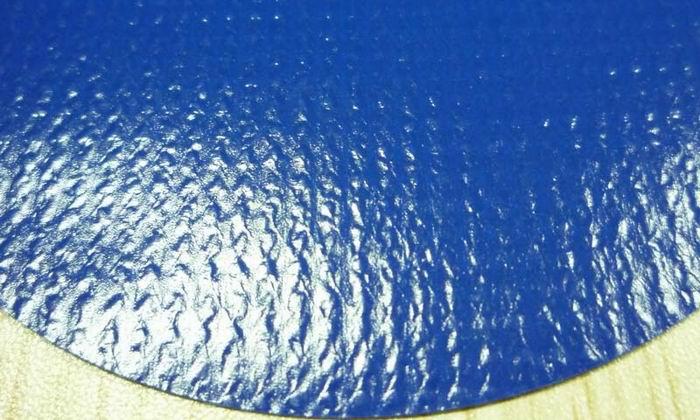 供应蓝色耐磨环保皮革纹pvc夹网布