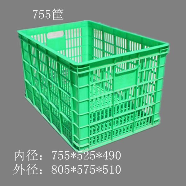 供应绿色755塑料筐，承重能力强，耐摔耐磨