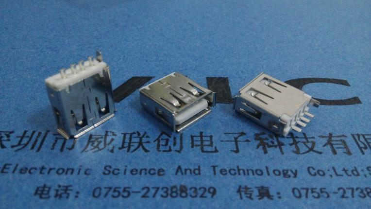 供应AF180度焊线式USB单脚+卷边+数据线专用+镀金1U
