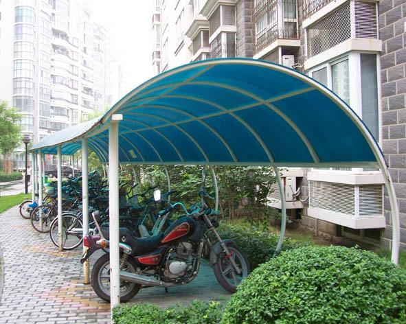 供应阳光板车棚定做 上海阳光板车棚订做阳光板车棚板阳光板自行车棚图片