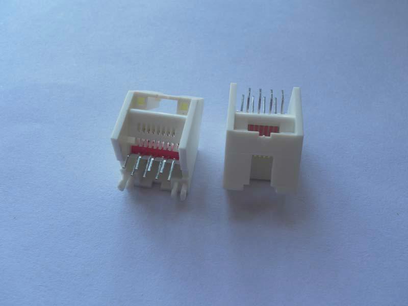 供应45度插入RJ45网络插座 插件RJ45 8P8C 白色