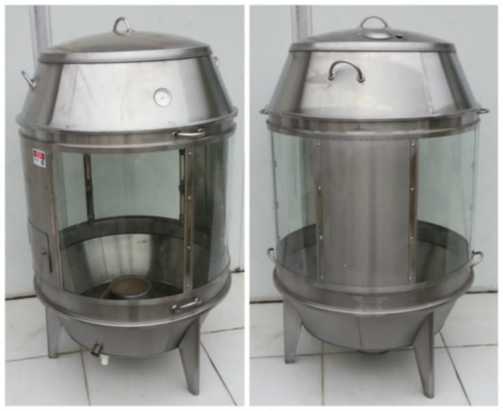 供应玻璃烤鸭炉，圆形果木炭玻璃烤鸭炉，立式气、电玻璃烤鸭炉 赠技术图片