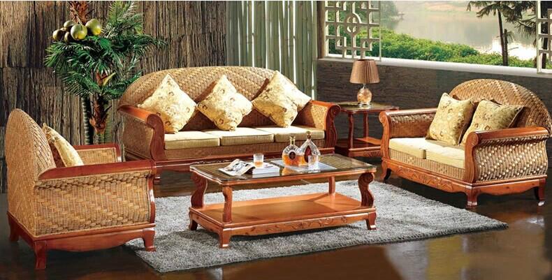 供应天然藤木沙发，藤木客厅沙发组合图片