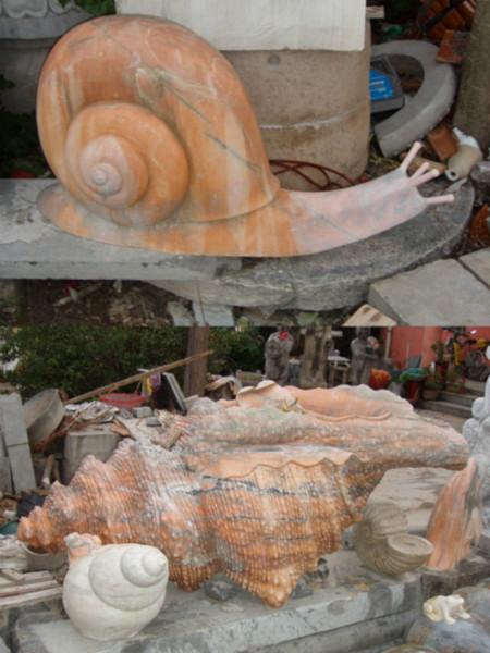 供应石雕海螺砗磲喷水蜗牛田螺海滩摆件石雕海洋水产生物图片