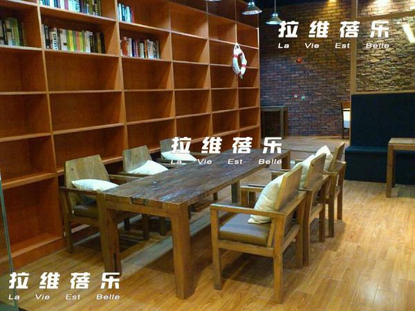 镇江咖啡厅定制实木长桌批发