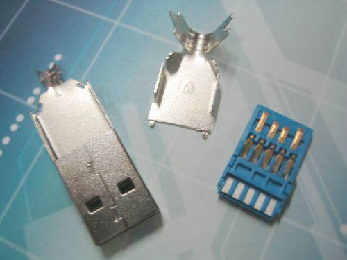 供应USB3.0公头长体连接器三件套铁壳插头