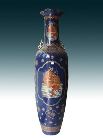 供应锦绣山河陶瓷大花瓶摆件西安花瓶厂家直销 西安青花瓷迎客松花瓶