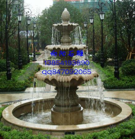 临沂市石雕喷泉-黄锈石喷泉-黄锈石水钵厂家