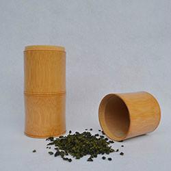 供应巨匠厂家定做天然绿色竹节3节分离式碳化雕刻竹茶叶筒礼品包装