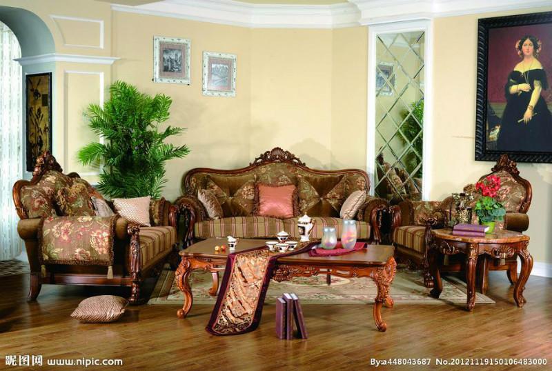 供应美式实木沙发、小美式沙发、新古典、实木外架皮沙发图片