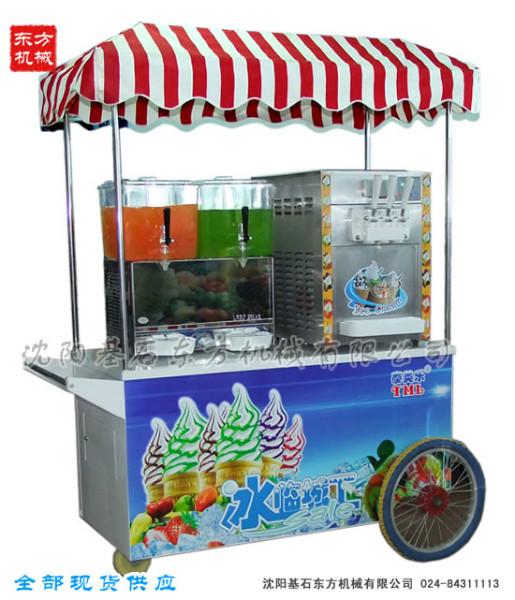 供应三头软冰淇淋机果汁机组合车热卖中