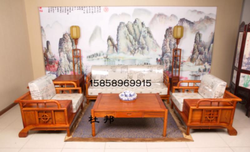 供应古典新中式客厅实木现代老红木沙发椅组合东阳仿古大果紫檀富丽五件套图片
