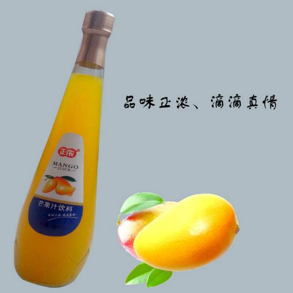 供应正浓海南芒果果汁饮料，玻璃瓶装芒果汁图片