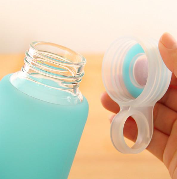 广州创意防摔硅胶杯套玻璃杯耐热透明水杯套便携防漏炫彩硅胶套