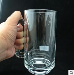 供应透明玻璃啤酒杯把杯丽尊正品 透明玻璃啤酒杯 把杯 果汁茶饮杯