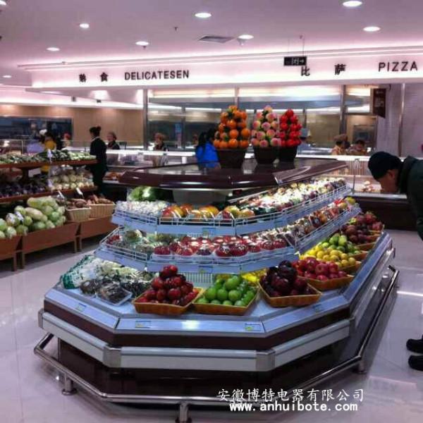 新疆超市环形蔬菜保鲜柜风冷岛柜批发